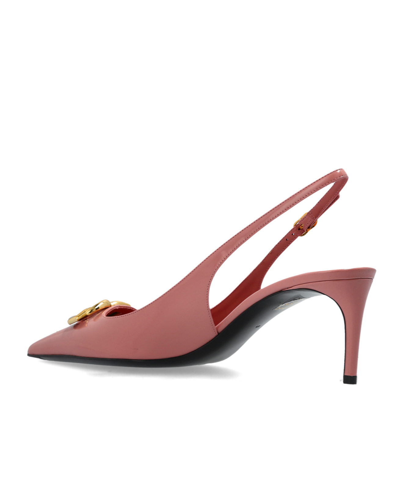Dolce & Gabbana Pink Slingback With Metallic Logo In Patent Leather Woman In Pink