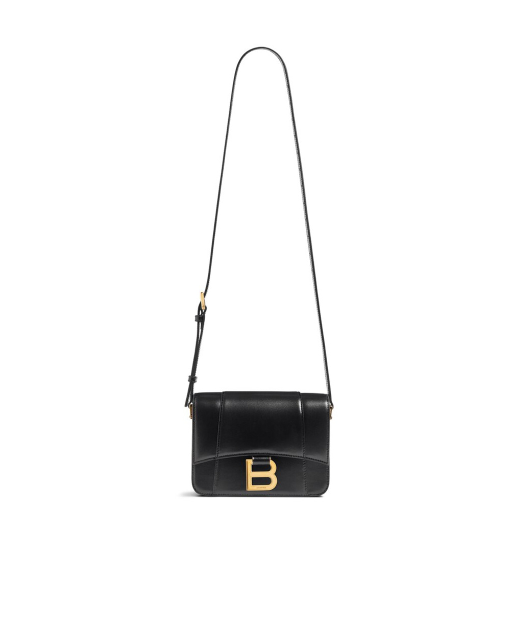 Balenciaga Black Leather Small Hourglass Crossbody Bag In Black
