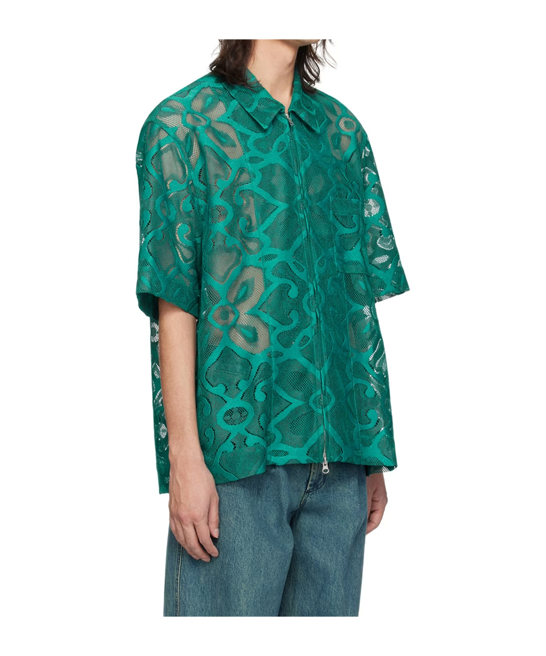 Shop Song For The Mute Zip-up Dropped Shoulder Shirt