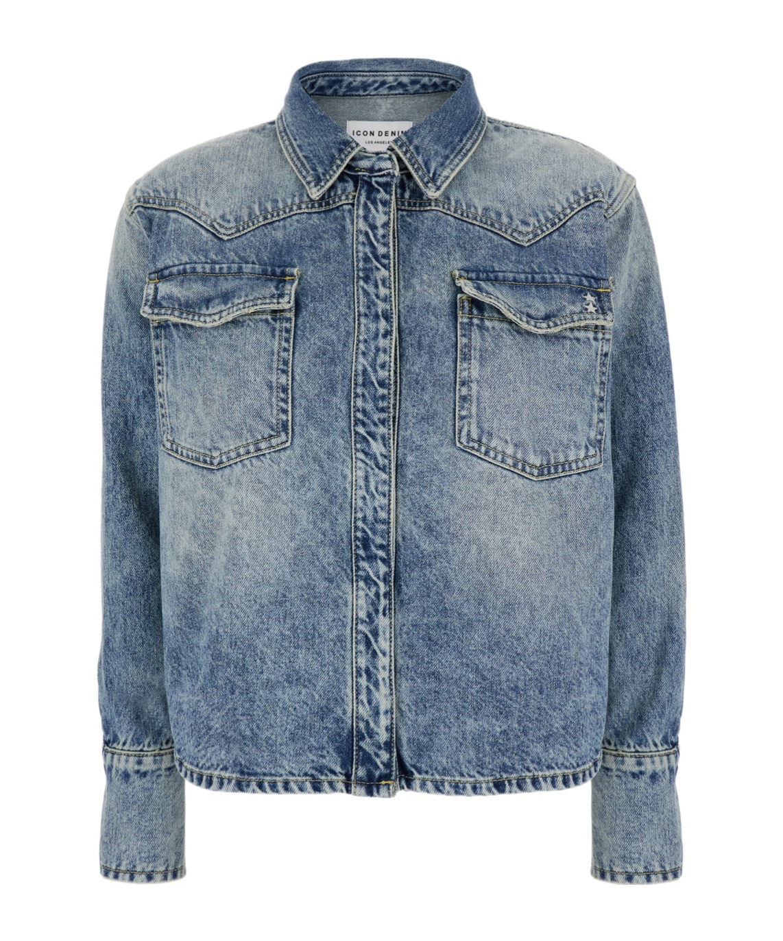 Icon Denim Shirt Jacket With Classic Collar In Blue