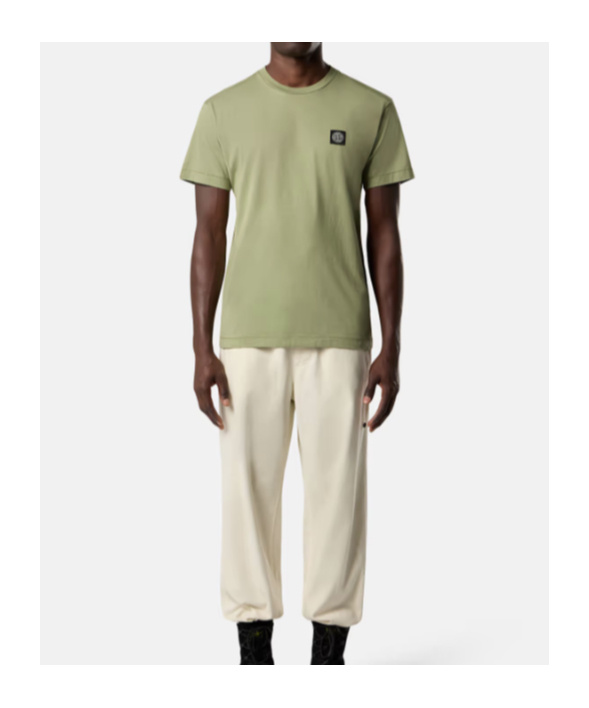 Stone Island Slim-fit Short-sleeve T-shirt With Compass Patch In Green