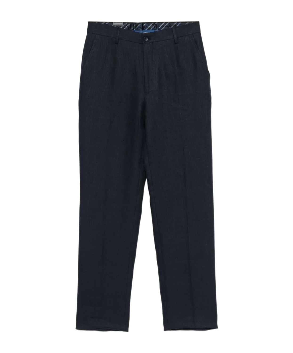 Etro Linen Tapered-leg Trousers In Midnight Blue
