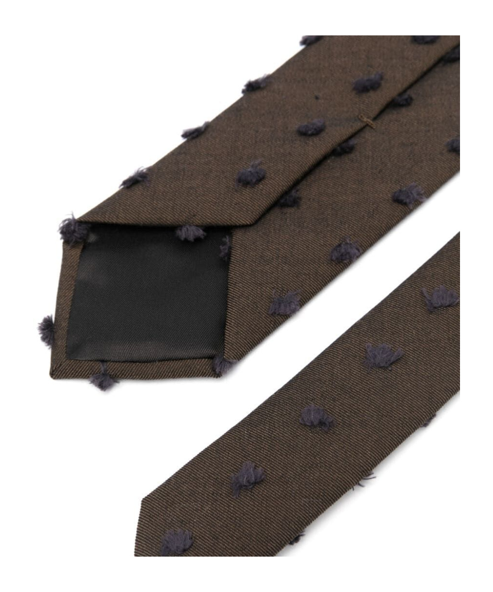 Lanvin Maxi Dot Slim Textured Tie In Black