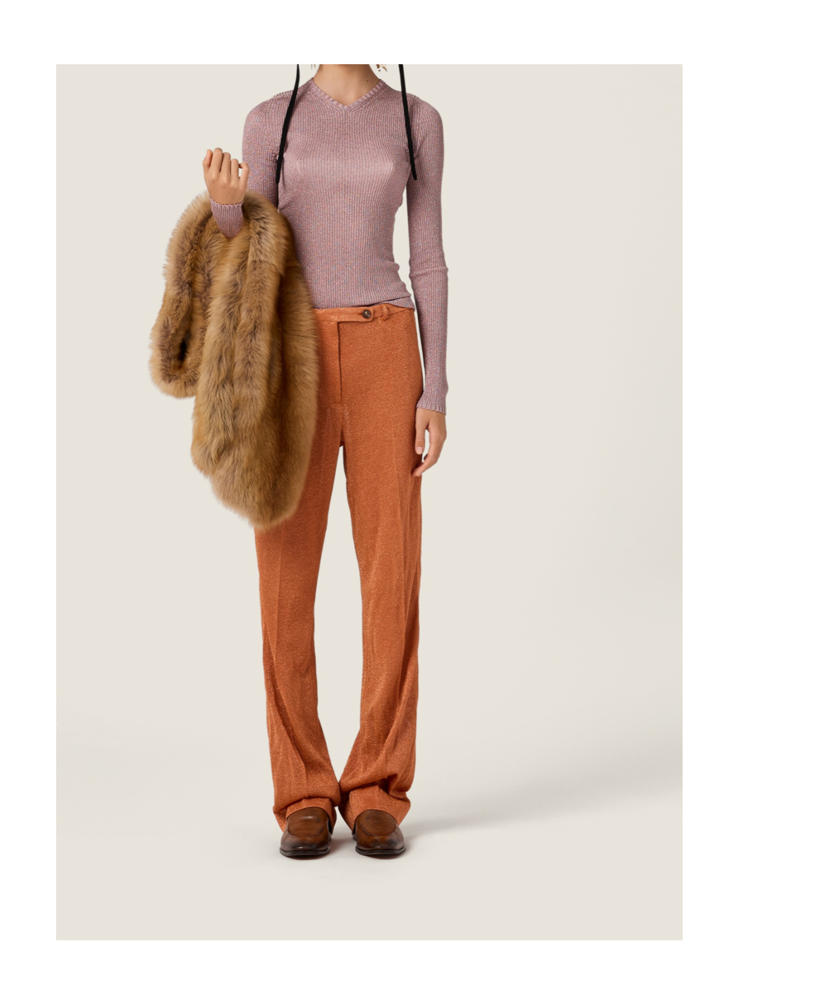 Miu Miu Lurex Pants In Orange