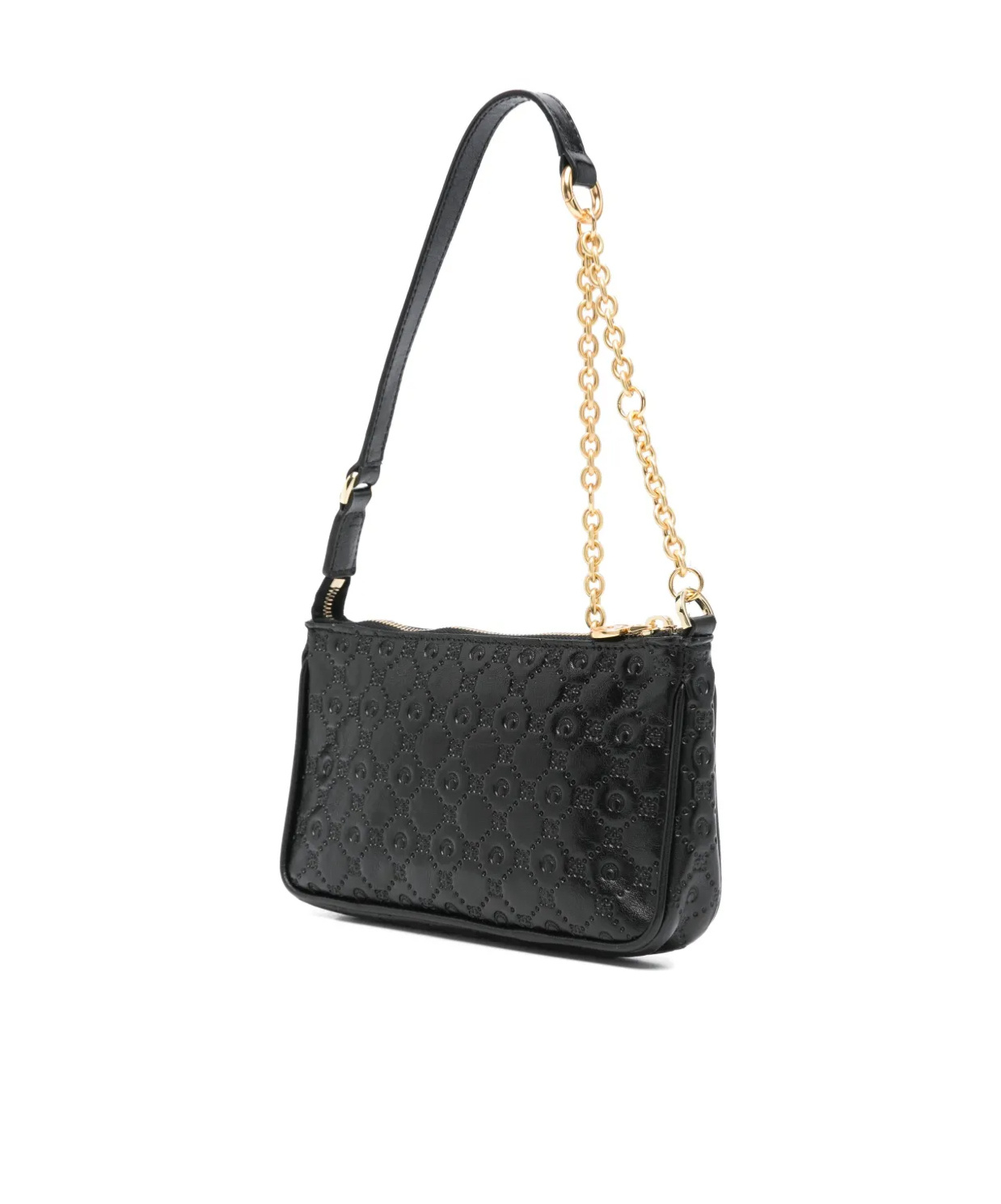 Shop Marine Serre Moonogram-embossed Shoulder Bag In Black