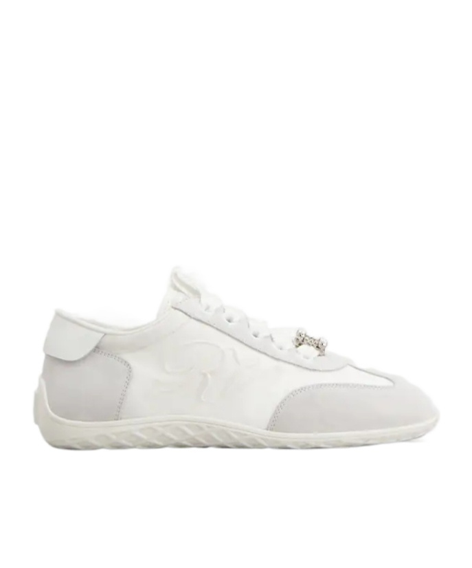 Roger Vivier Viv Suede-trimmed Canvas Sneakers In White