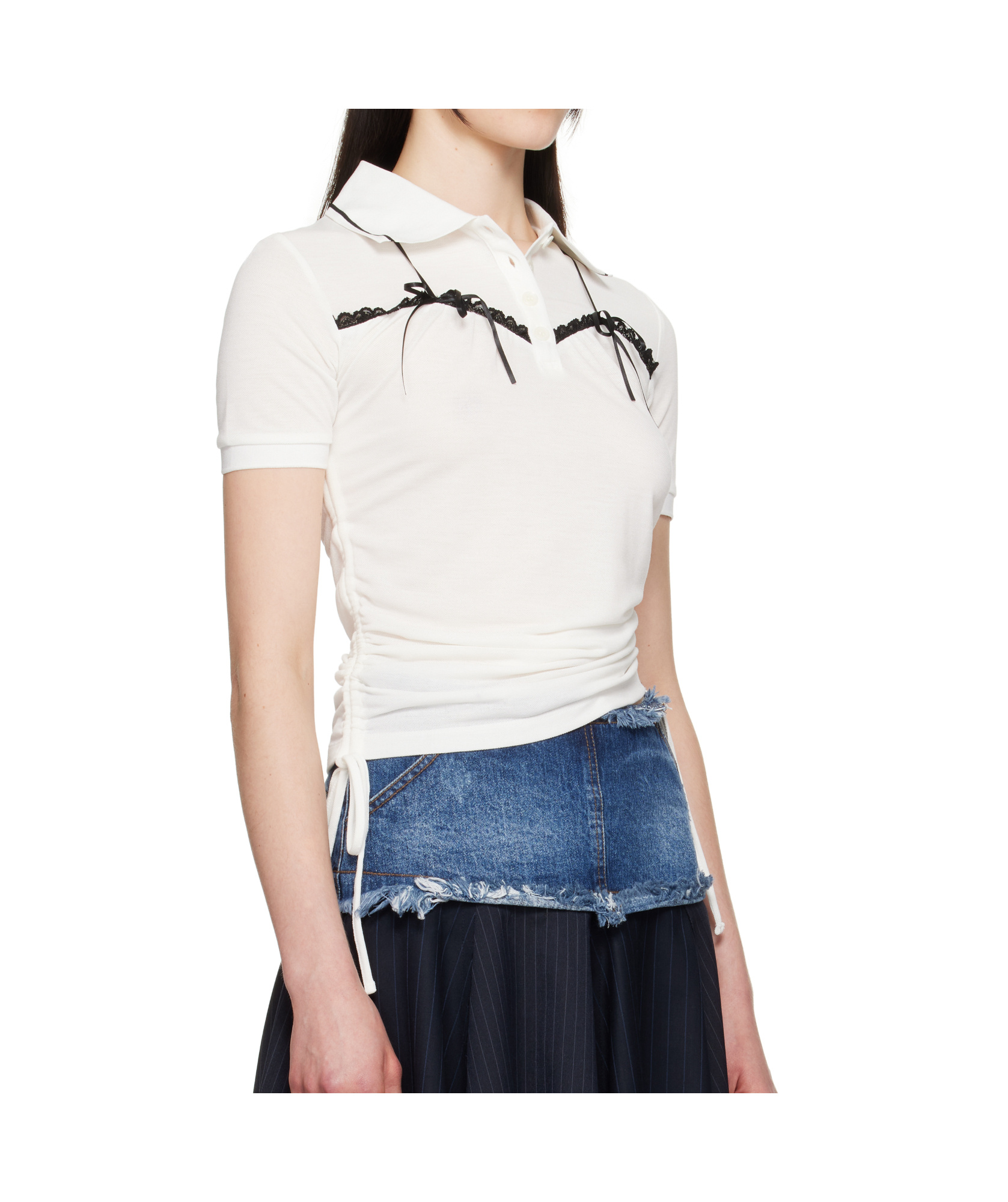 Andersson Bell White Halter String Piqué Polo In White