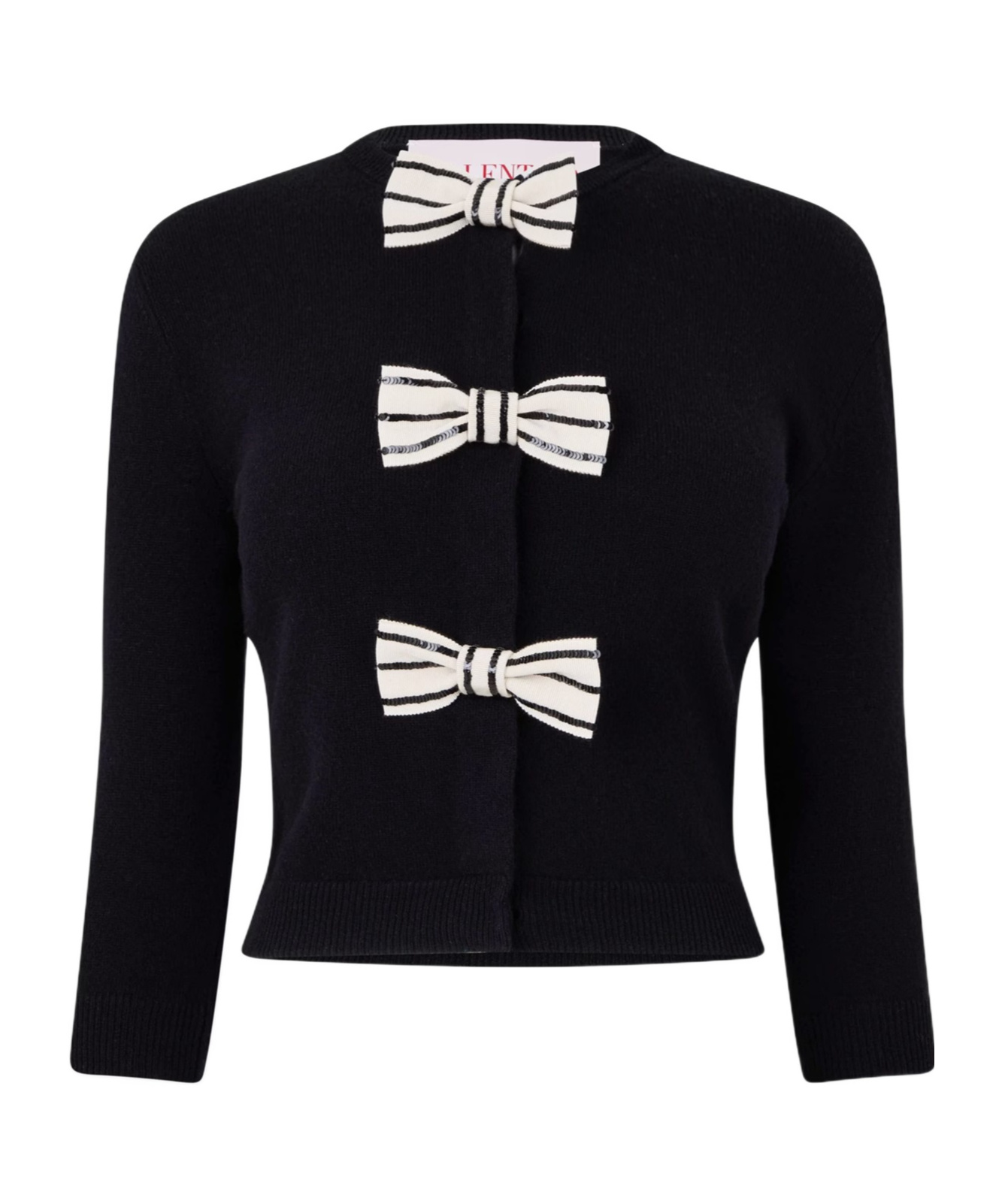 Valentino Bow Knit Cardigan In Black