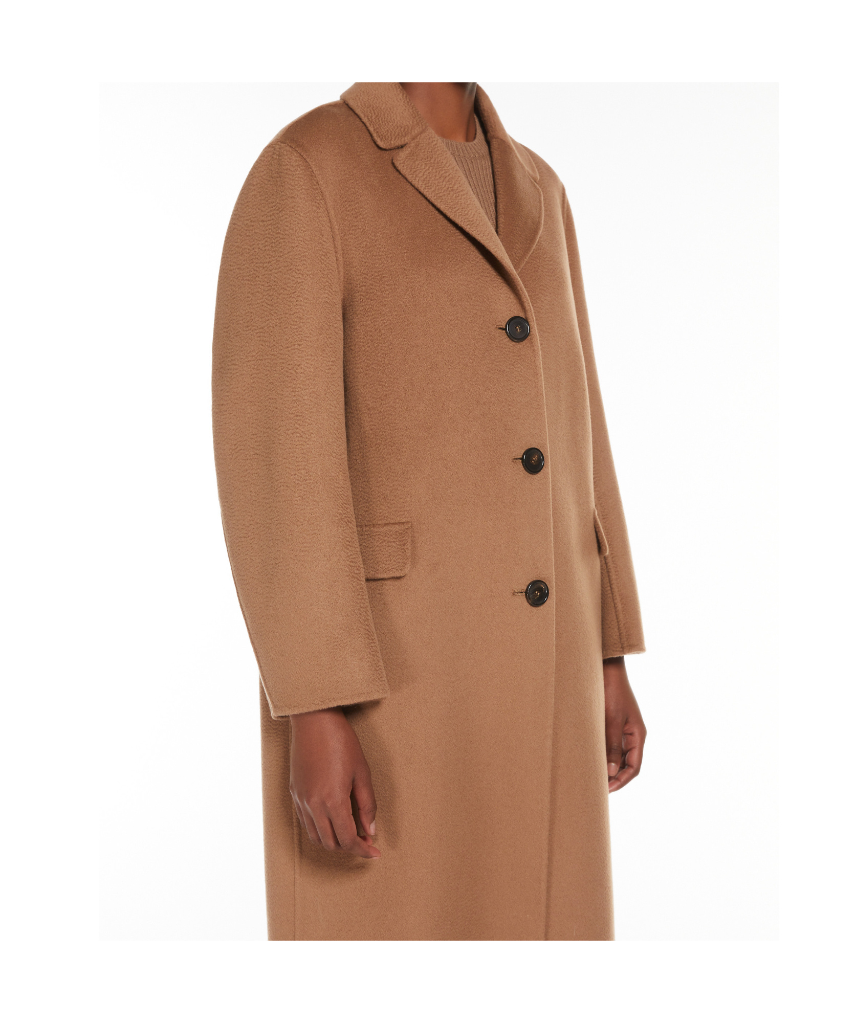 Max Mara Wool Cashmere Medium Long Coat In Brown
