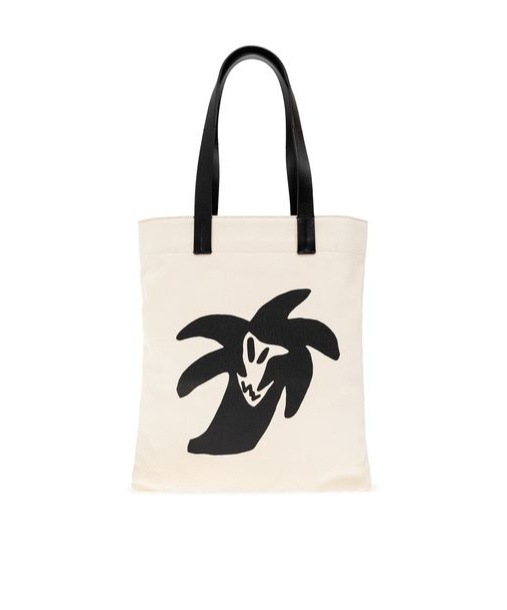 Palm Angels Logo Printed Tote Bag In White