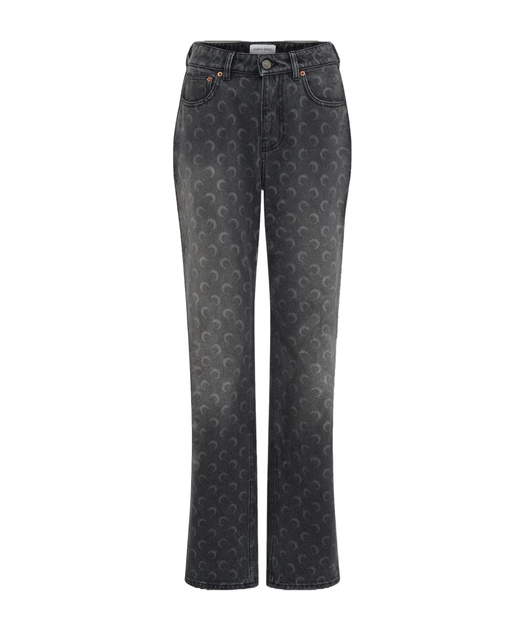 Marine Serre Cotton Jeans With Moon Print And Pockets In Gray
