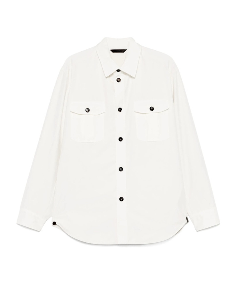 Brioni Long Sleeve Leather Jacket In White