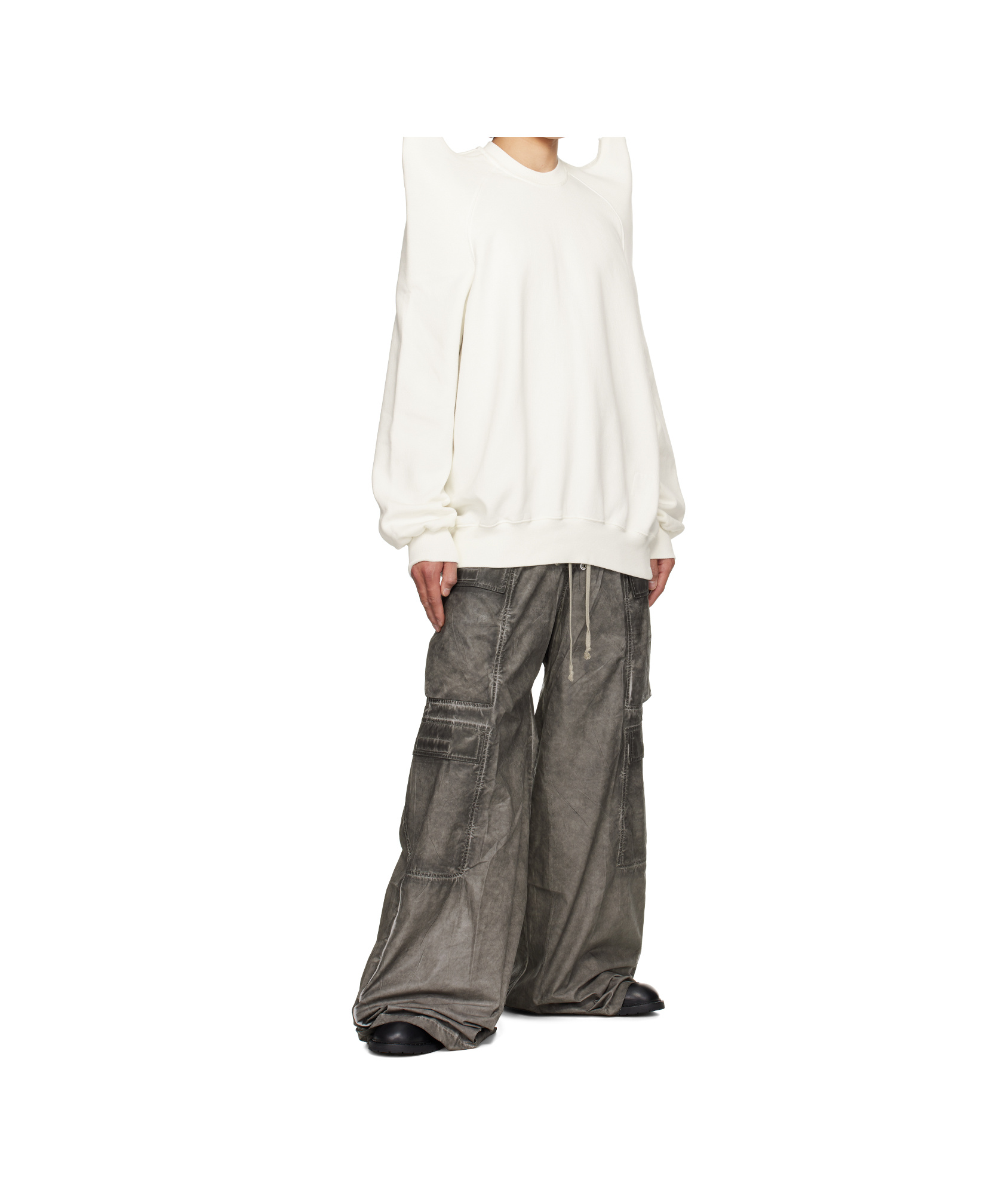 Rick Owens Drkshdw Gray Hollywood Double Cargo Jumbo Belas Pants In Black