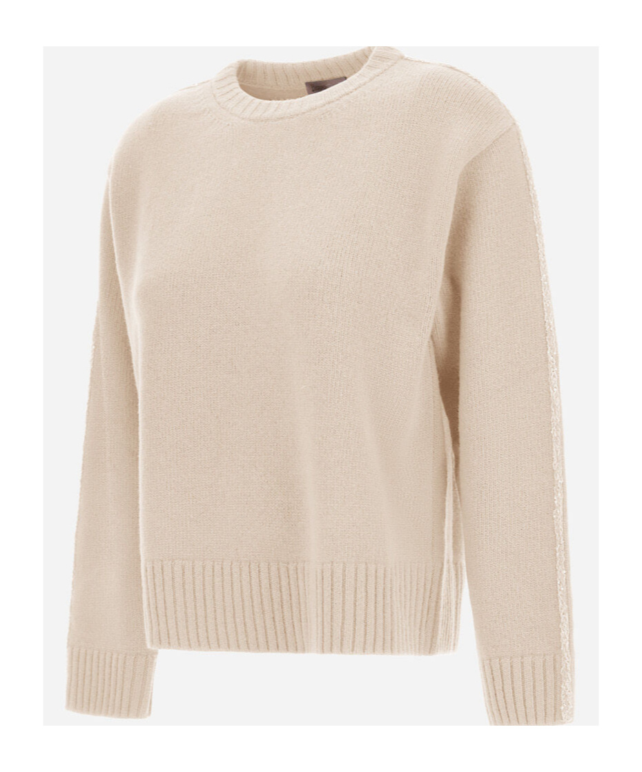 Herno Crew Neck Long Sleeve Sweater In Neutral