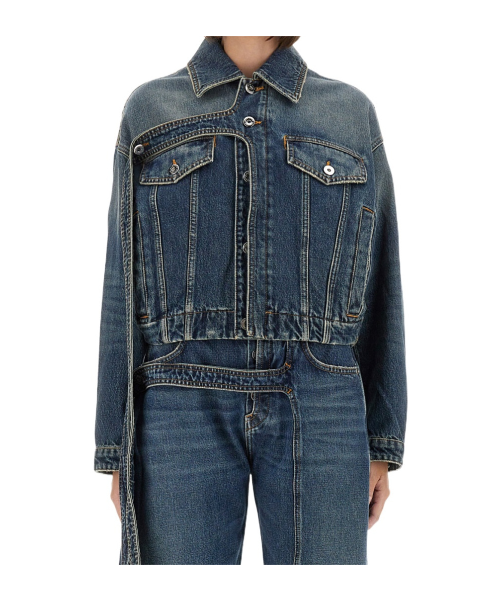 Jean Paul Gaultier Waistband Jacket With Pockets And Collar In Blue