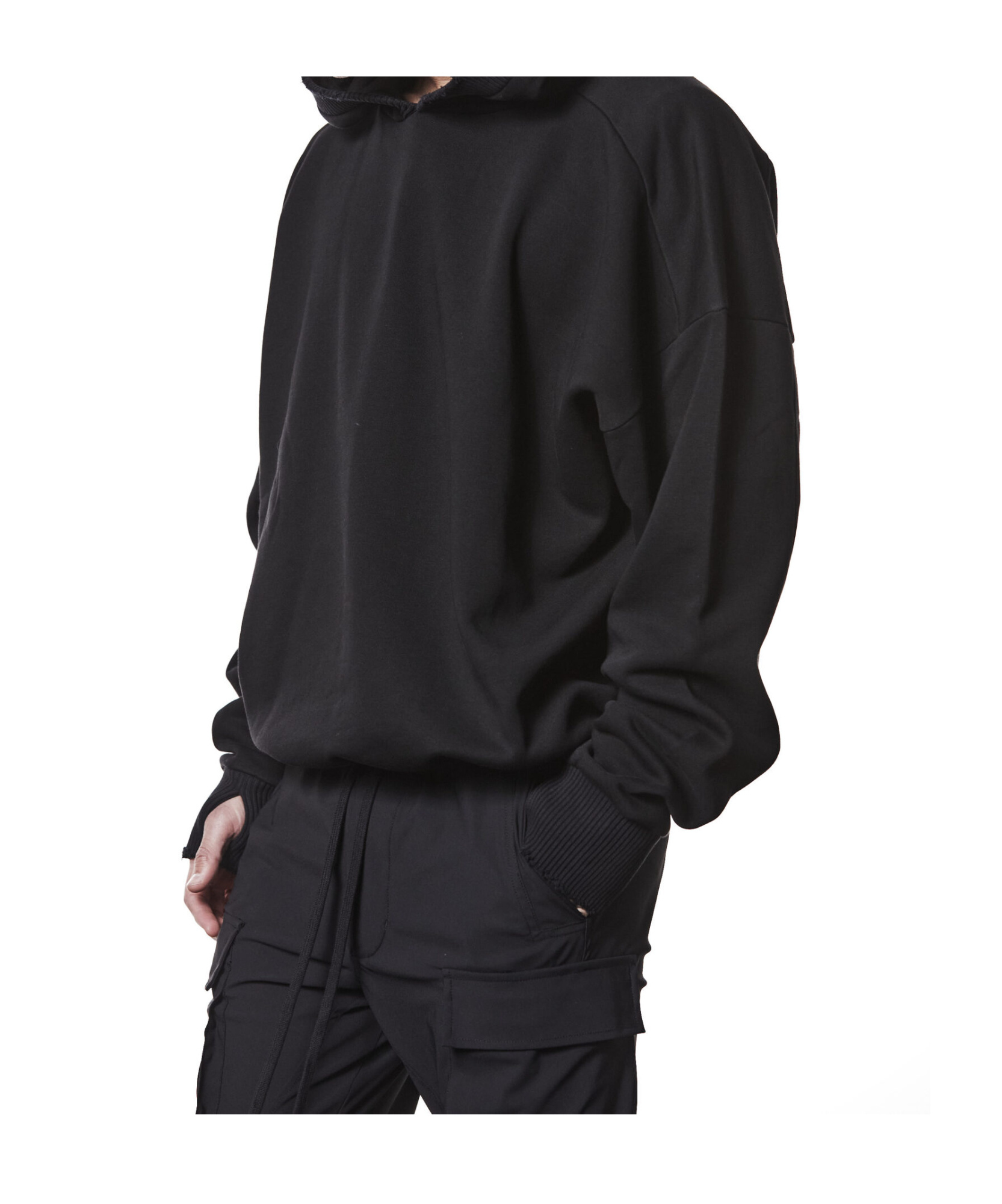 Thom Krom Ribbed-trim Long-sleeve Hoodie In Black