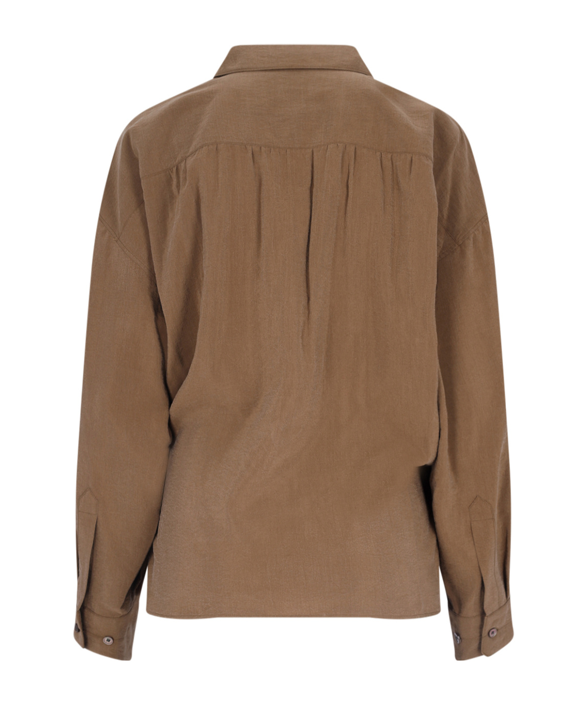 Lemaire Long Sleeved Draped Shirt In Brown