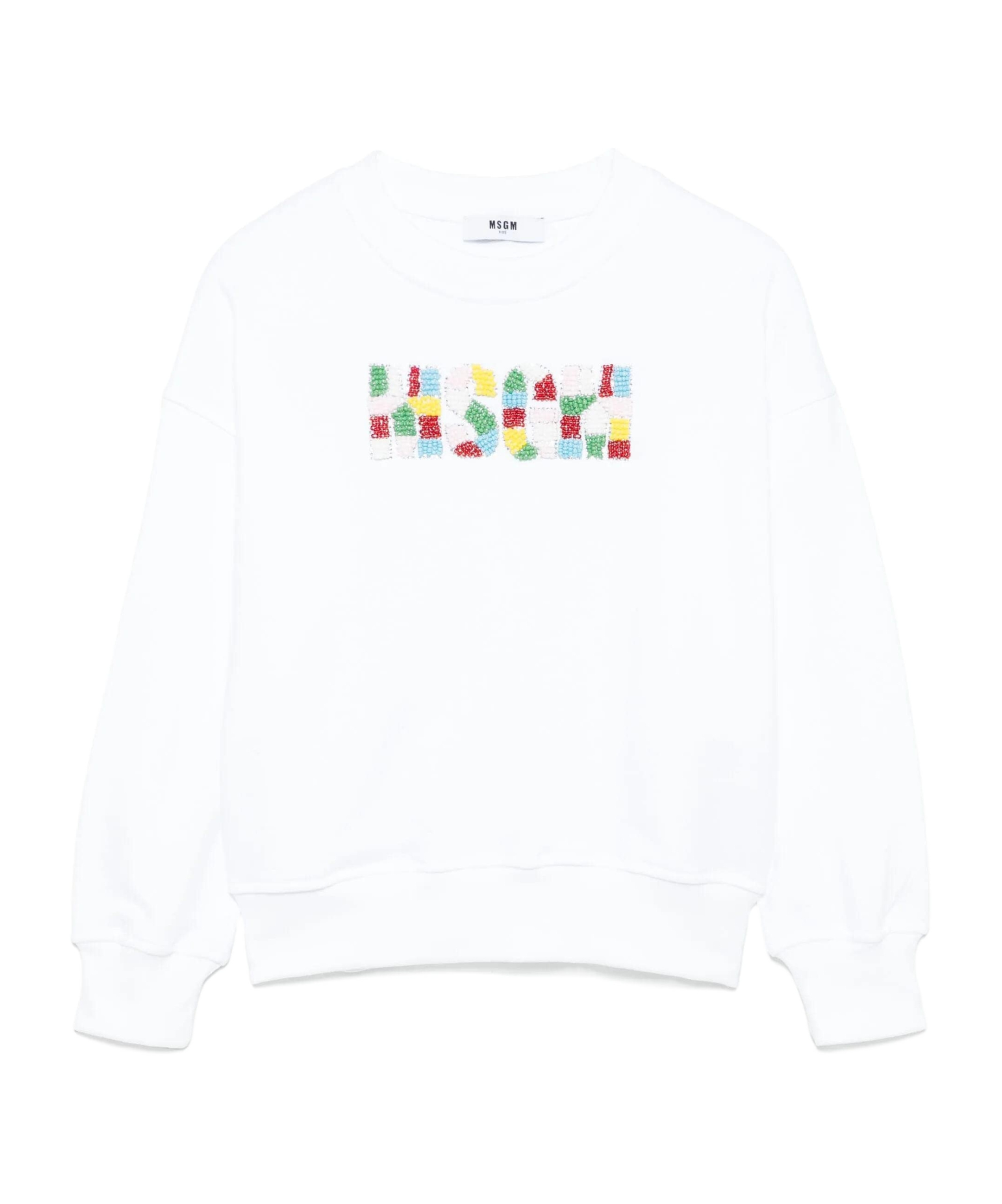 Msgm Beaded-logo Sweatshirt In White