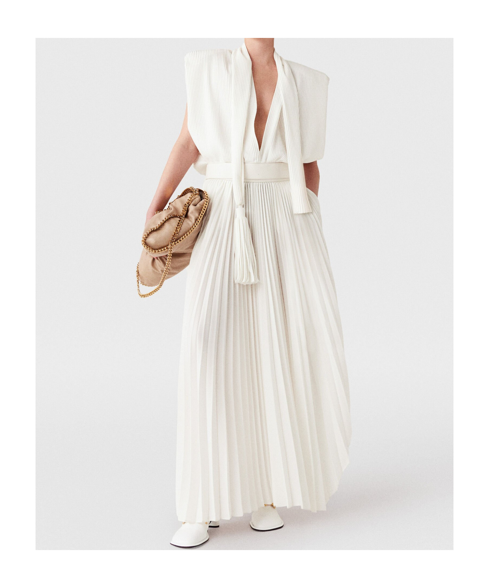 Stella Mccartney Pleated Mid-rise Maxi Skirt In White