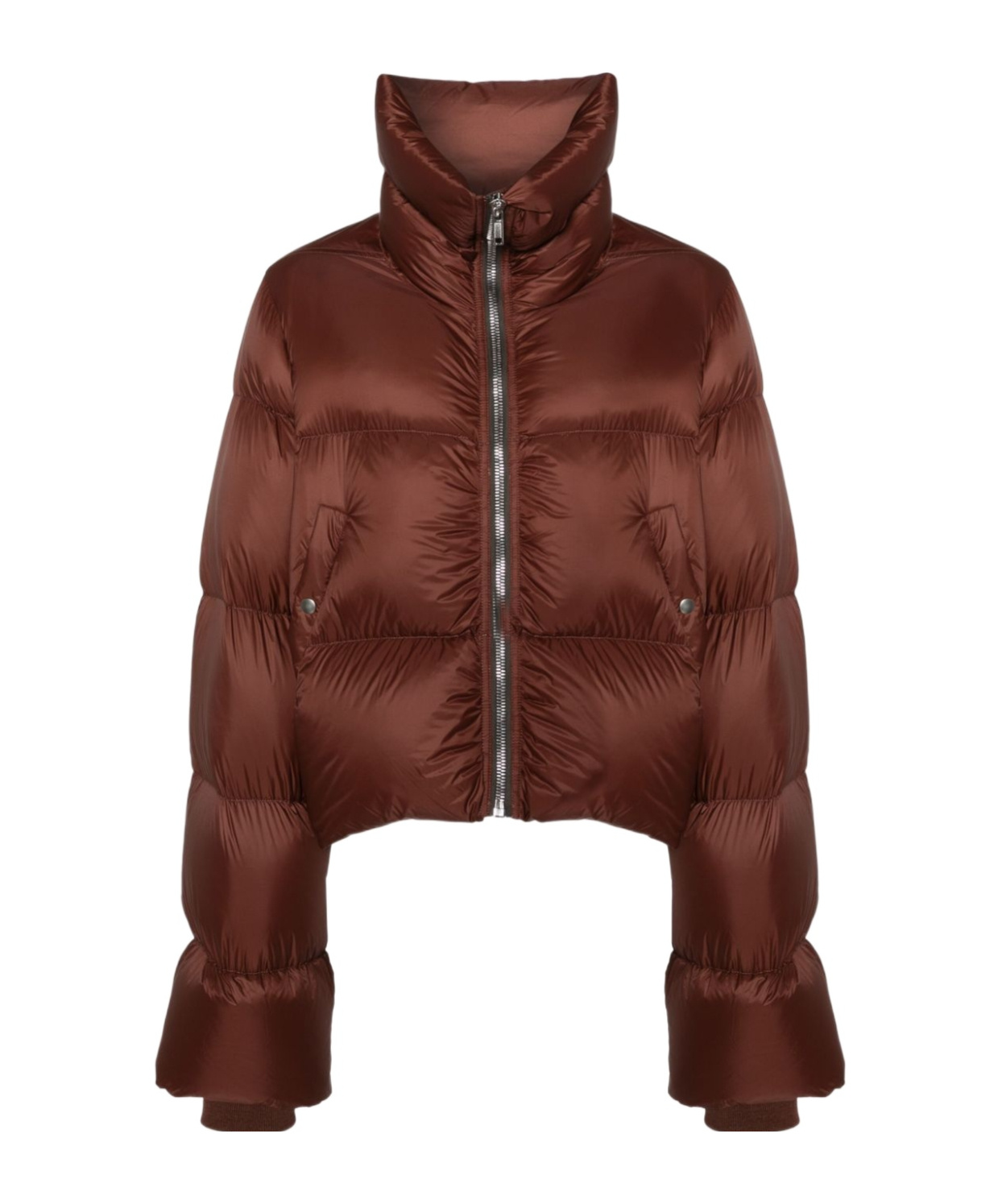 Rick Owens Turtle Oversized Cropped Down Jacket In Brown