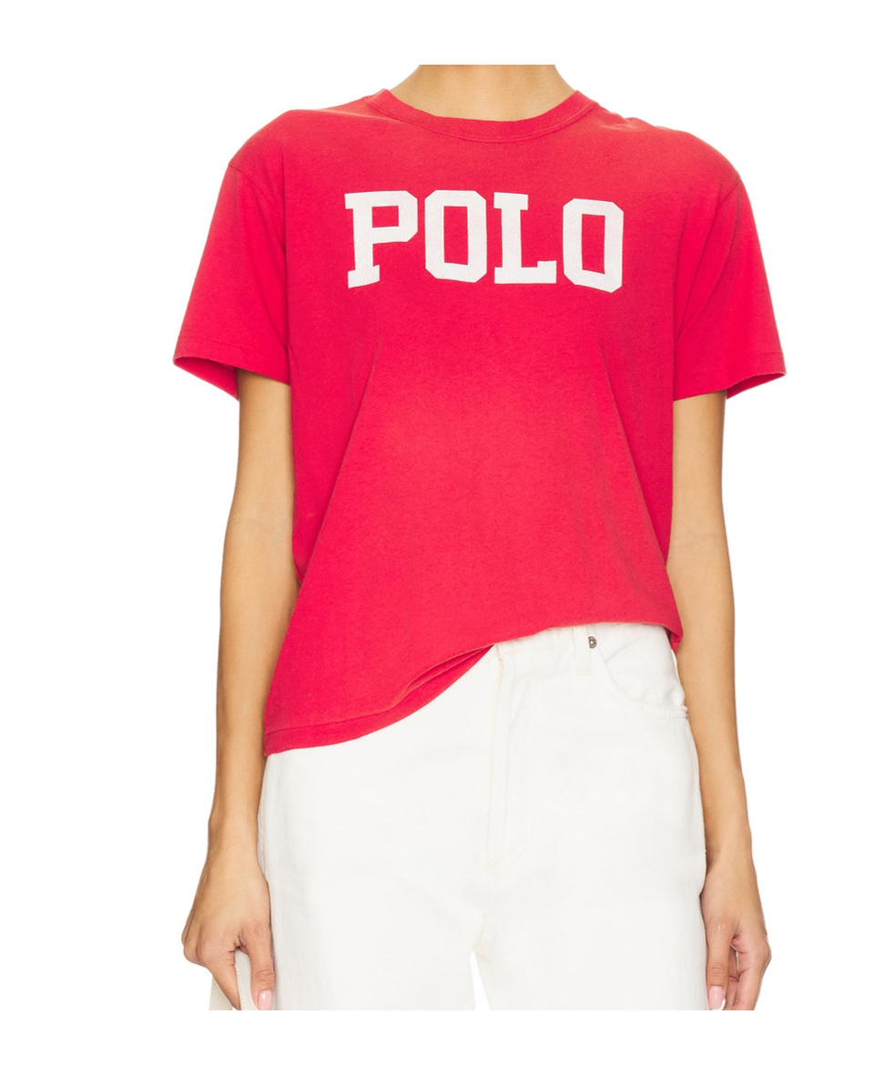 Polo Ralph Lauren Logo Cotton Jersey Crewneck Tee In Red