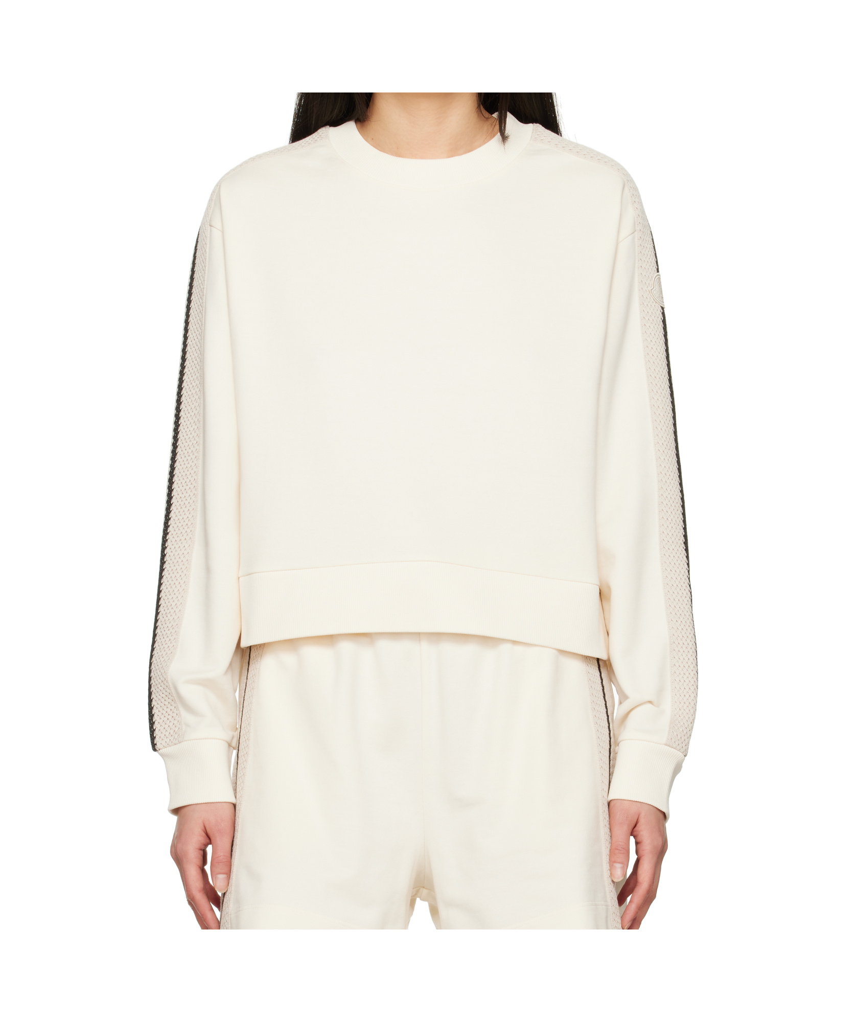 Moncler Felpa In Jersey Di Cotone In White