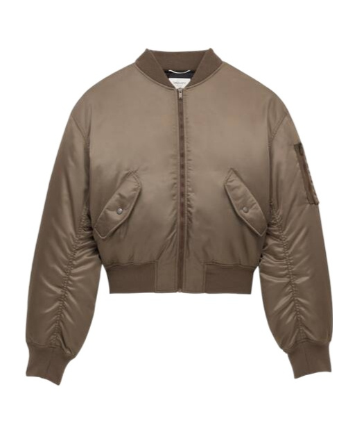 Saint Laurent Bomber Jacket In Water-repellent Nylon Serge In Brown