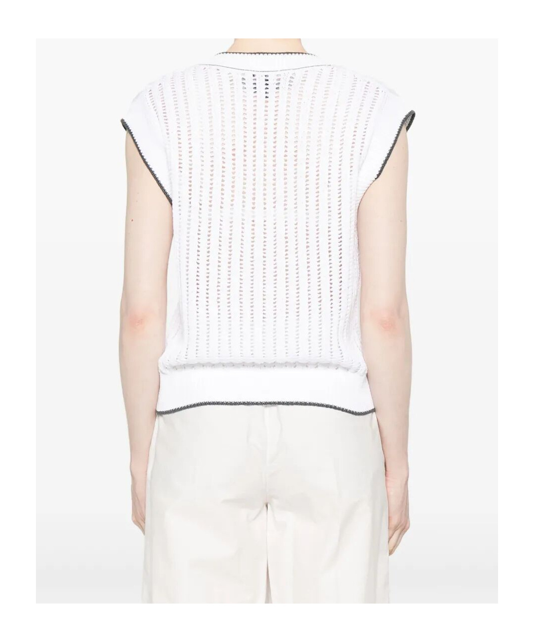 Brunello Cucinelli Open-knit Top In White