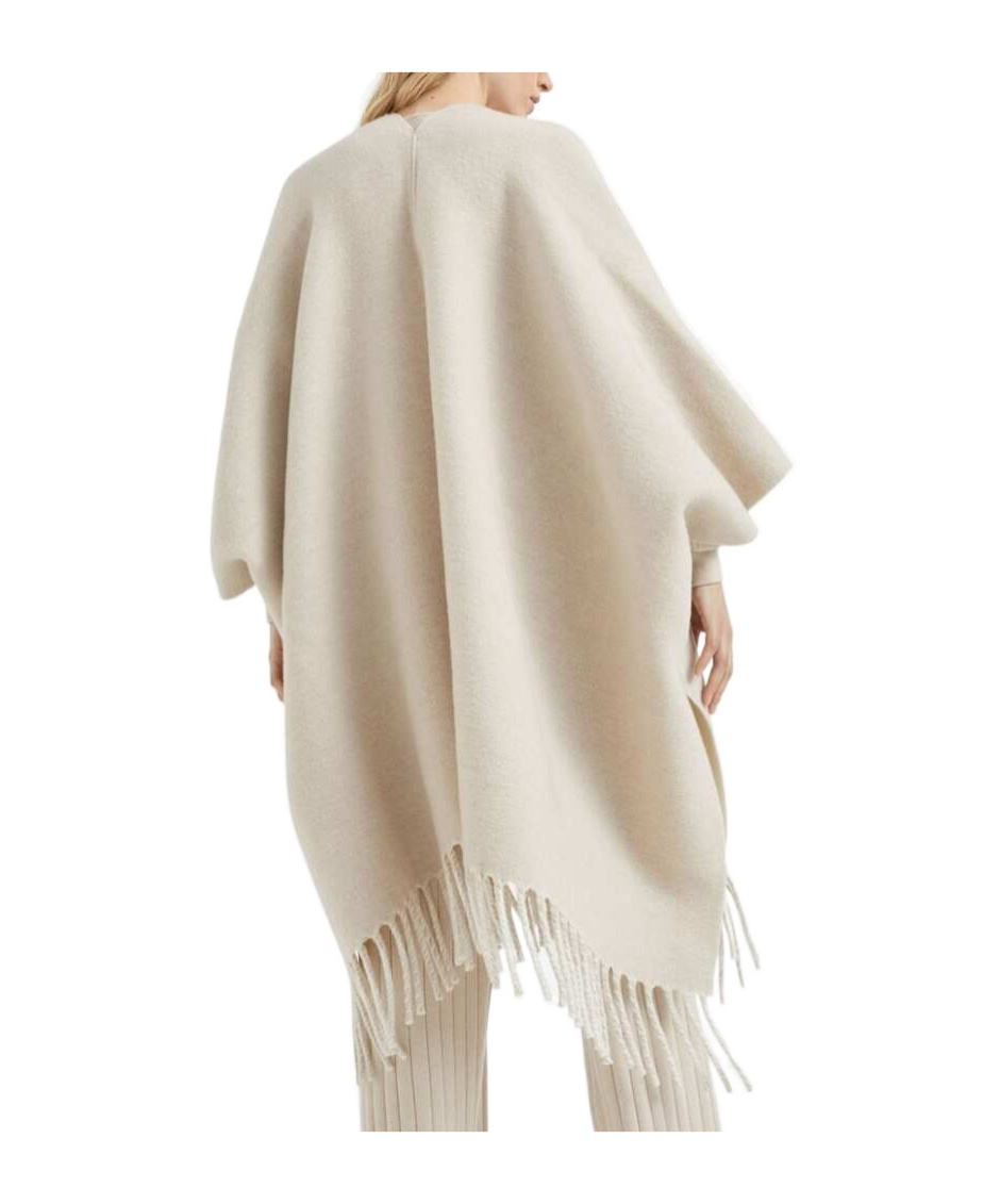 Brunello Cucinelli Gestricktes Cape Mit Fransensaum In White