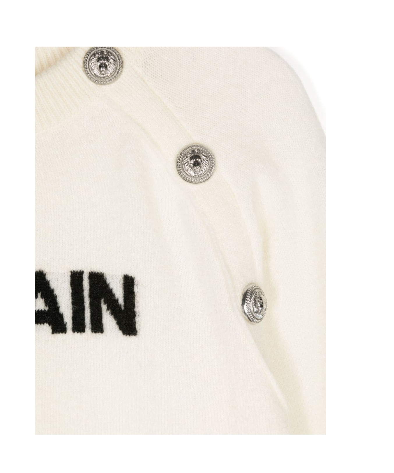 Balmain Jacquard-logo Knitted Jumper In White