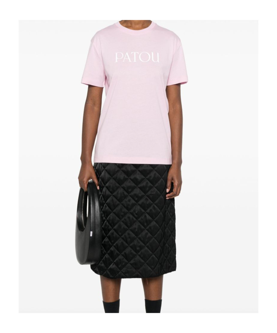 Patou Cotton T-shirt With Bold Logo And Relaxed Fit In Pink
