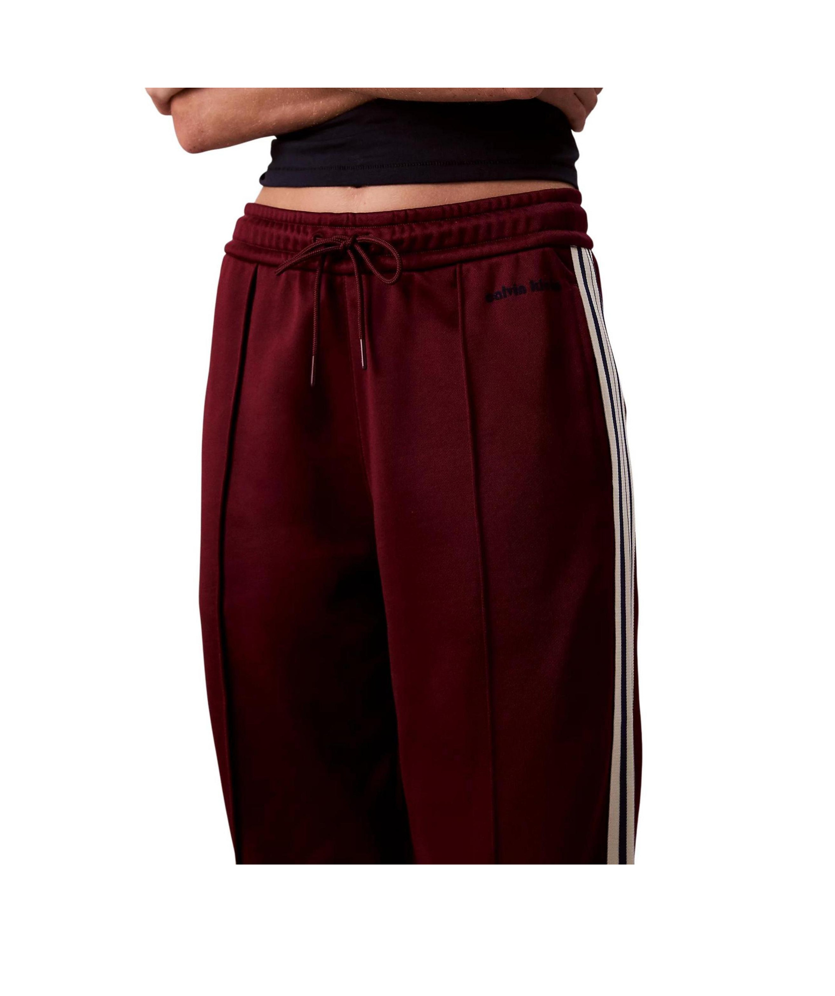 Calvin Klein Jeans Est.1978 High Shine French Terry Track Pants In Burgundy