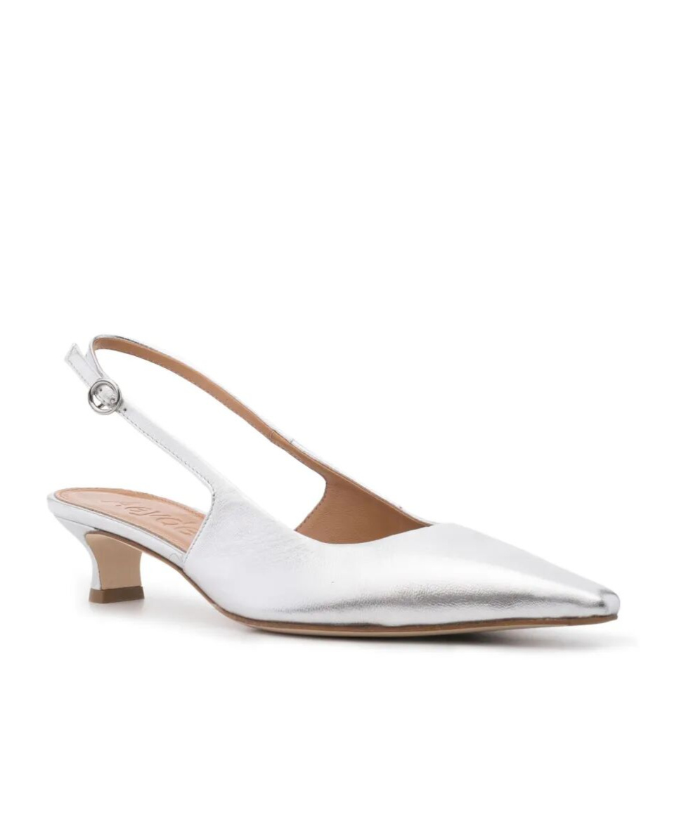 Aeyde Catrina 35mm Metallic-leather Pumps In Orange