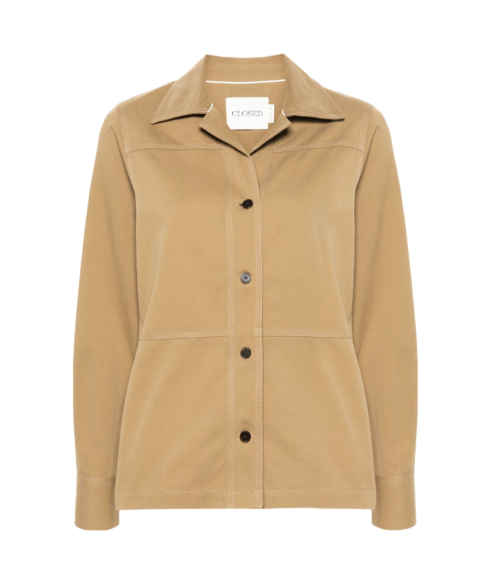Shop Closed Panelled Twill Shirt Jacket In Nude