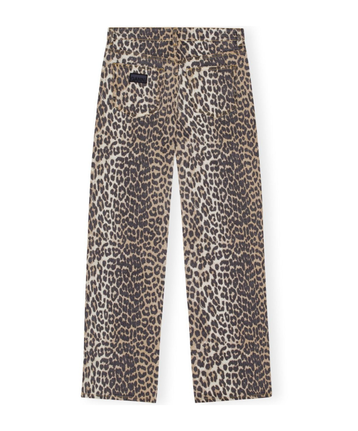 Ganni Leopard Print Straight-leg Jeans In Nude