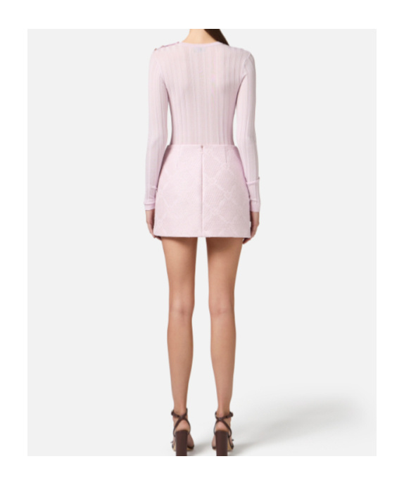Elisabetta Franchi Sheer-detailed Cotton Sweater In Neutral