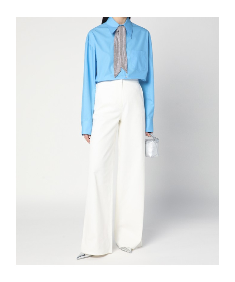 Giuseppe Di Morabito Rhinestone Scarf Buttoned Shirt In Blue