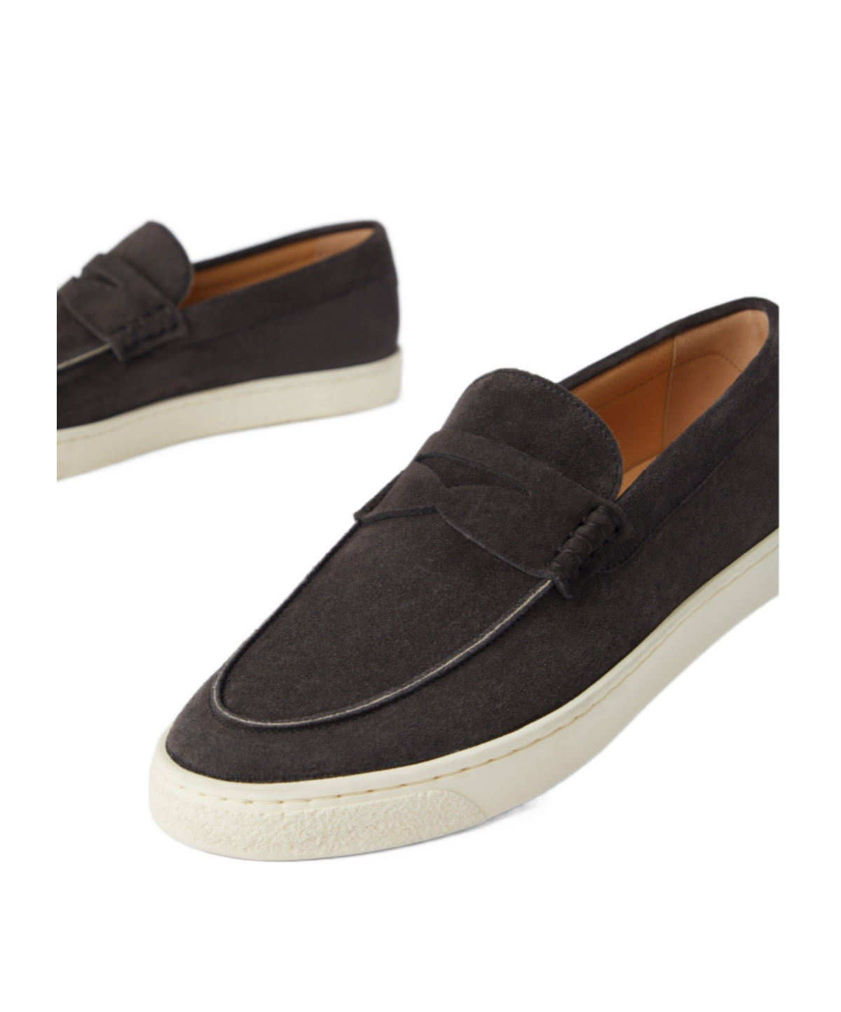 Brunello Cucinelli Penny-slot Suede Loafers In Black