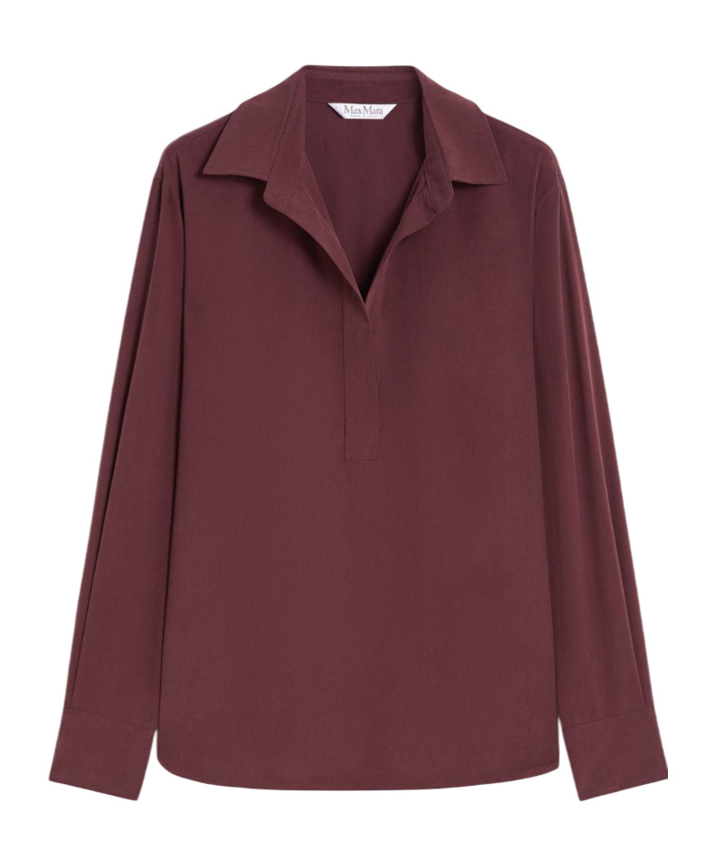 Max Mara Silk Canvas Shirt In Burgundy
