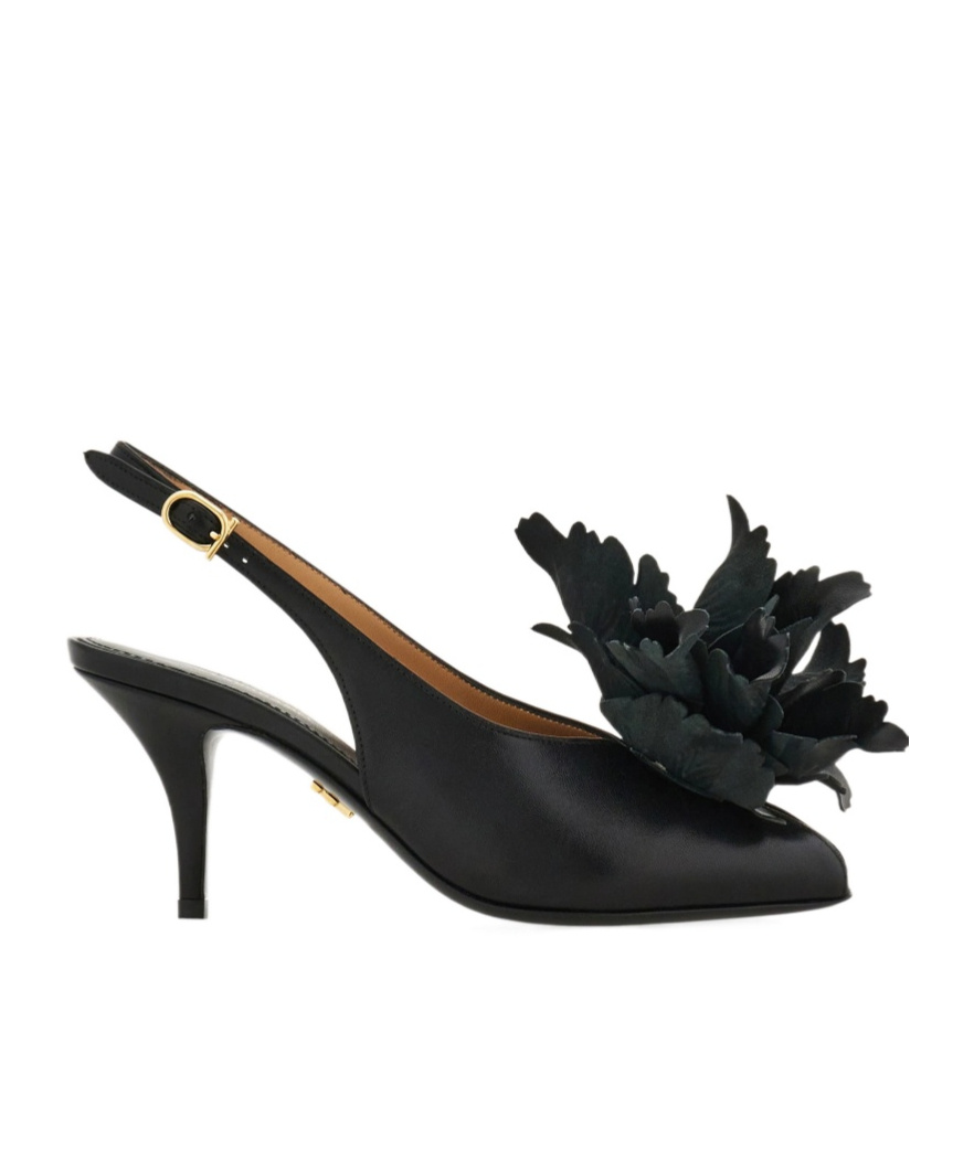 Ferragamo 70mm Flower-embellished Slingback Pumps In Black