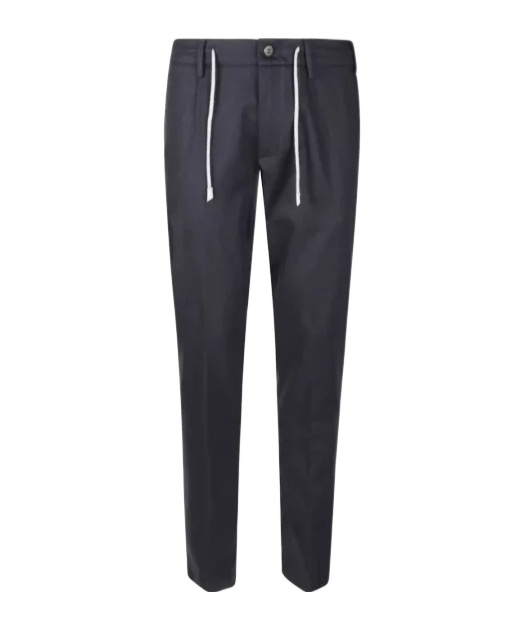 Eleventy Elastic Waist Casual Pants In Blue
