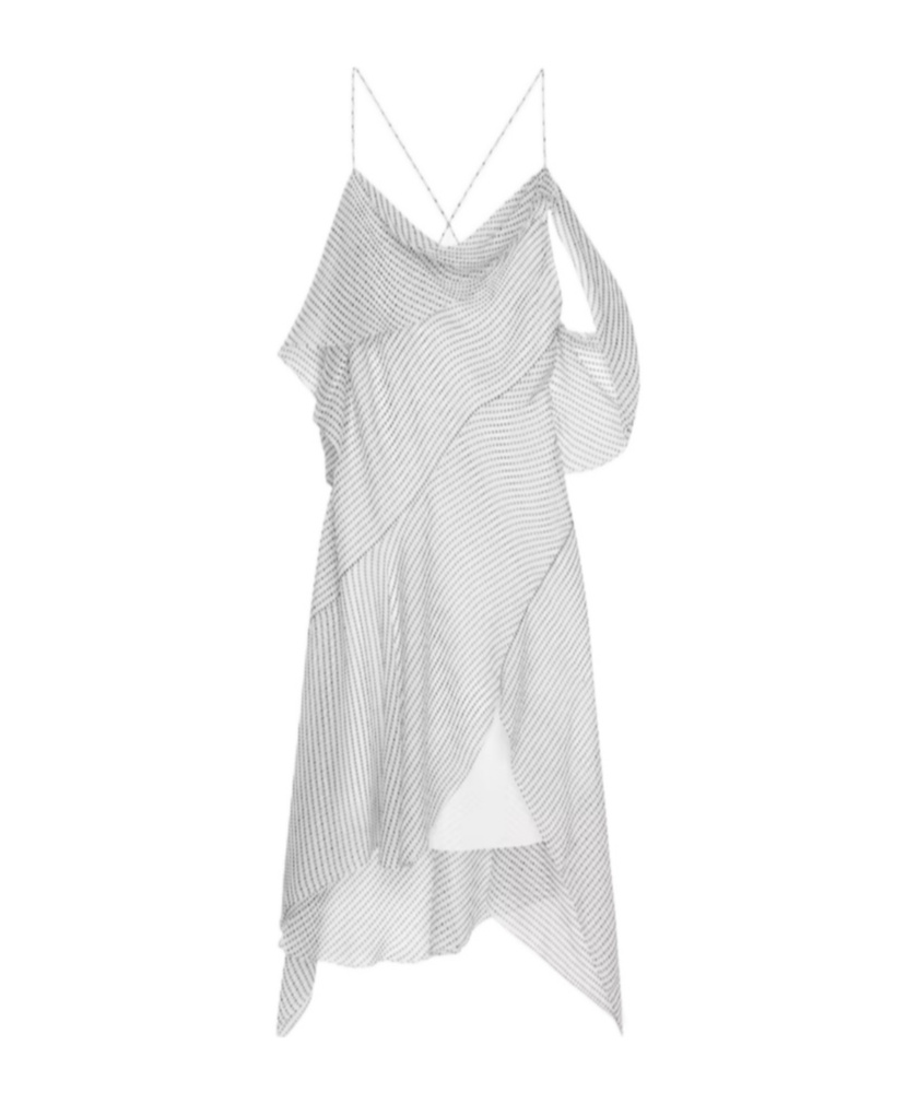 Givenchy Asymmetric Polka Dots Draped Dress In Silk Chiffon In Hazel/black