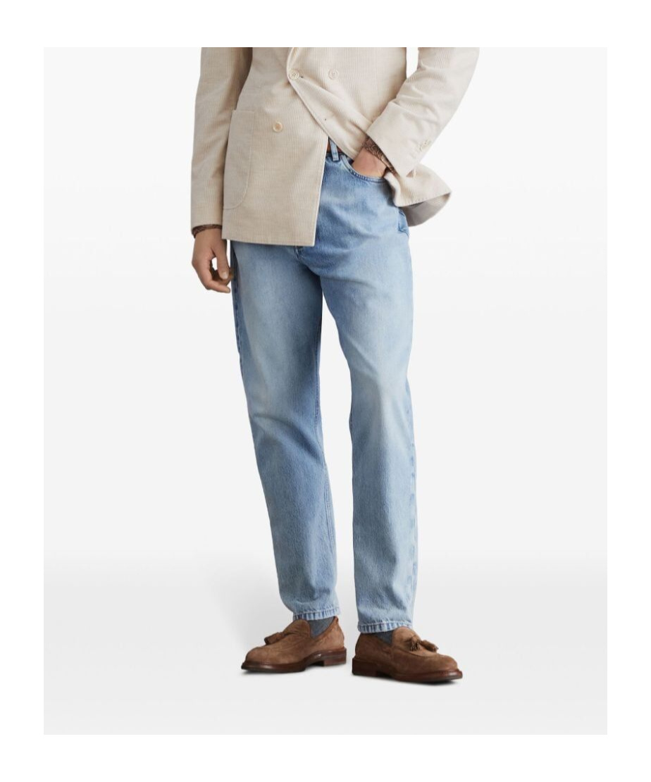 Brunello Cucinelli Stonewashed Cotton Denim Jeans In Blue