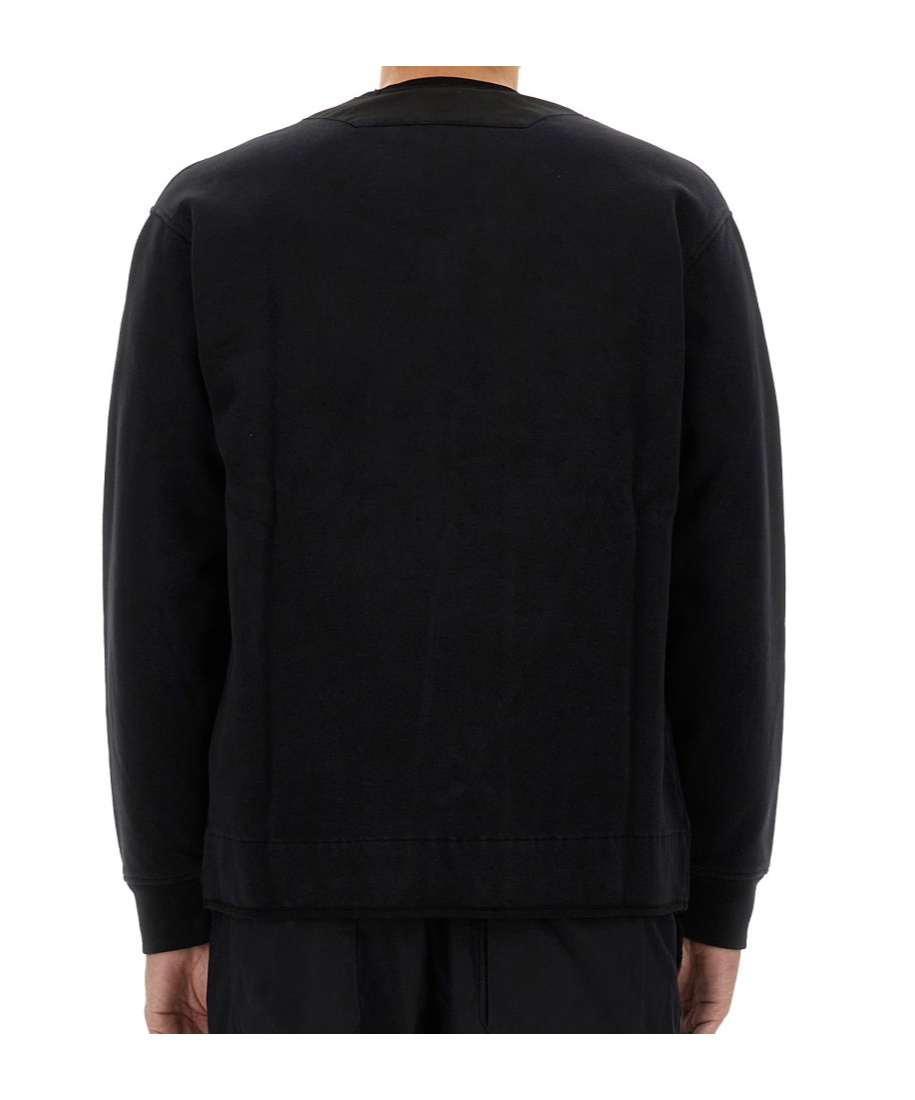 C.p. Company Zip Sweatshirt With Button And Patchwork In Black
