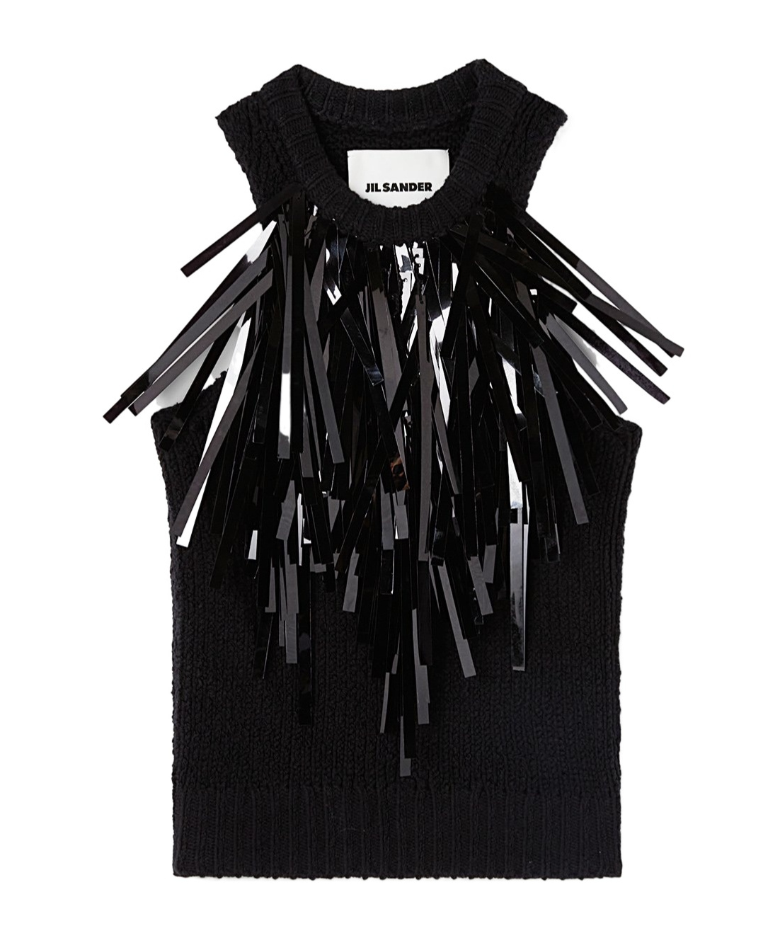 Jil Sander Fringe-trim Knitted Top In Black