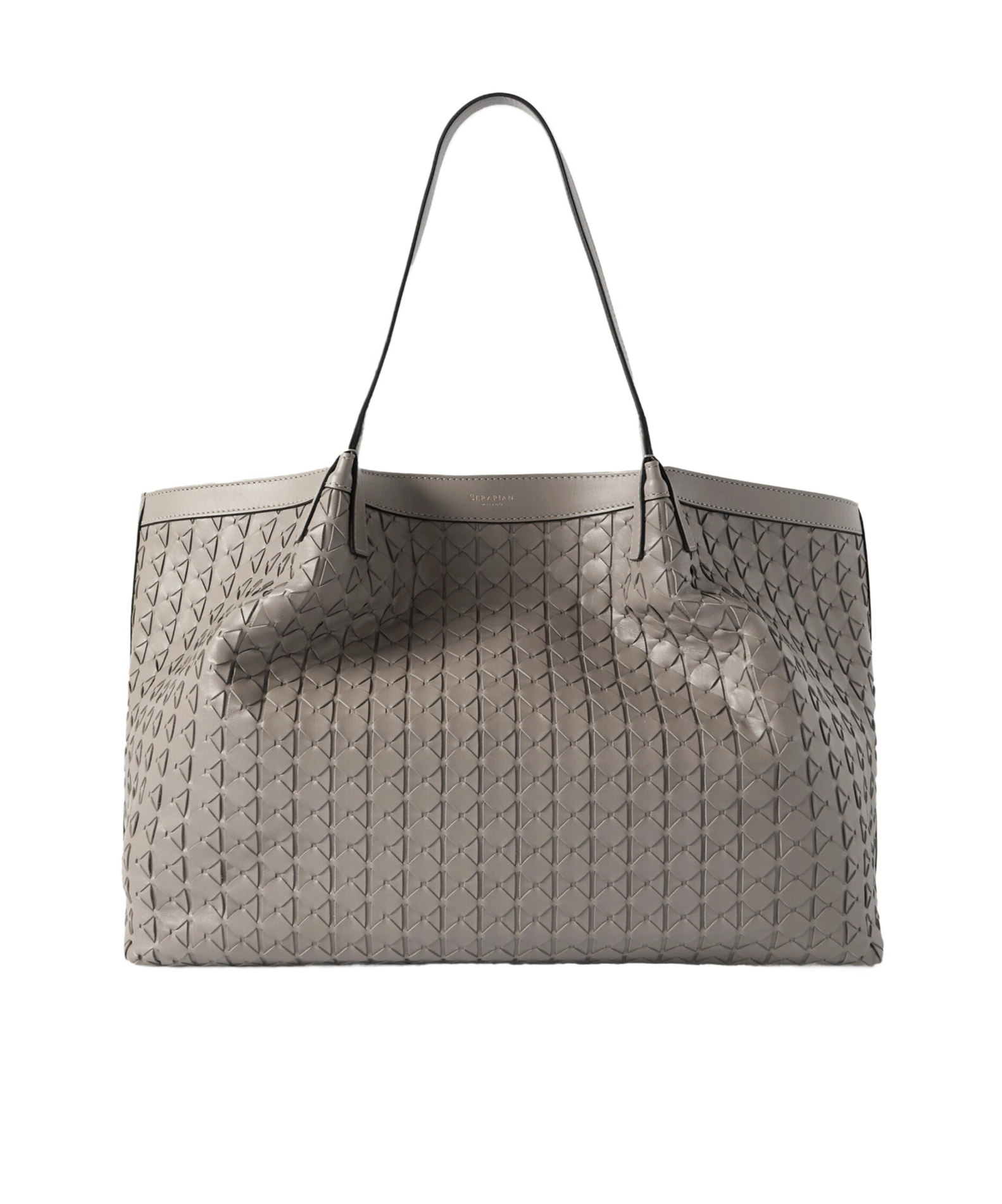 Serapian Secret Large Woven Leather Tote In Gray