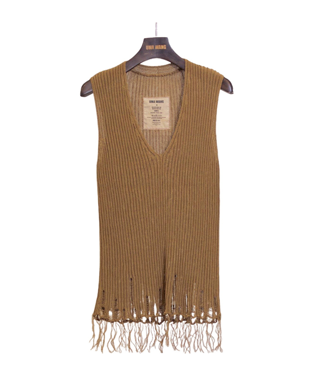 Uma Wang V-neck Knit Vest In Mustard-colored