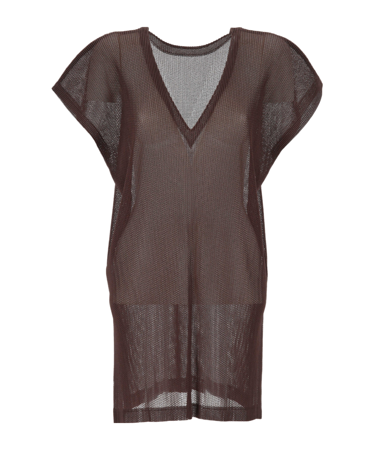 Issey Miyake V-neck Dress In Brown