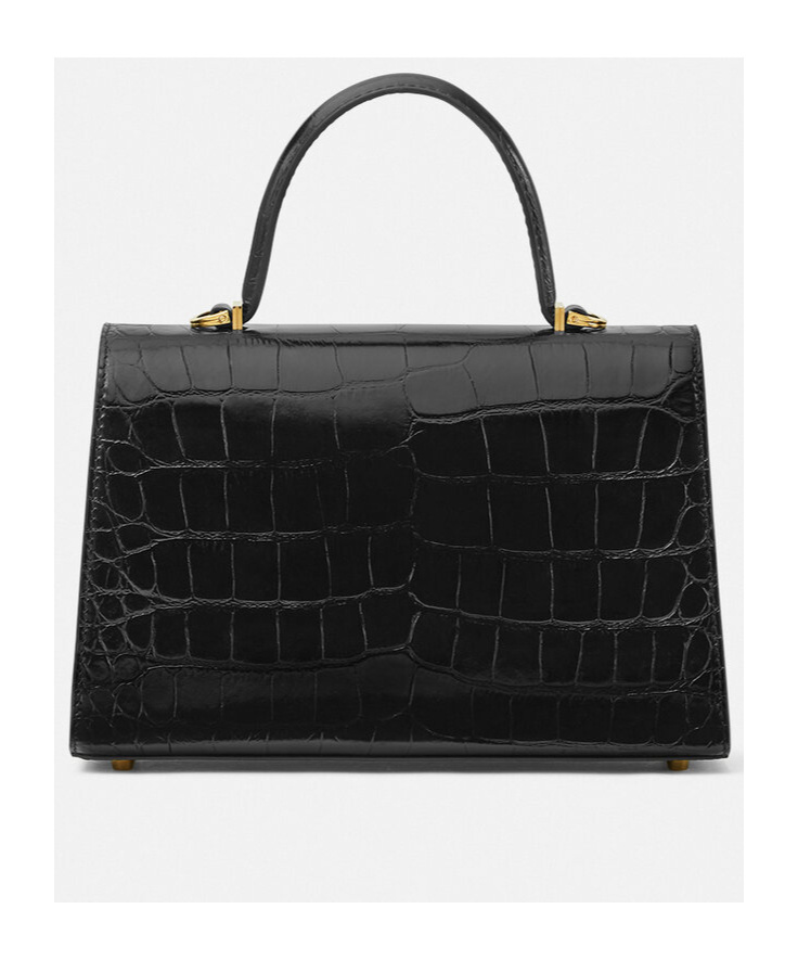 Versace Medusa '95 Crocodile-embossed Tote Bag In Black