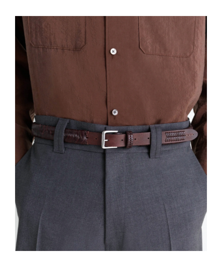 Lemaire Braided Leather Belt In Brown